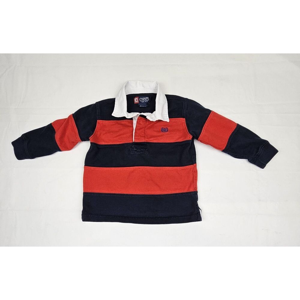 Chaps Rugby Shirt Toddler‎ 2T. Vintage Striped Collared Longsleeve.
